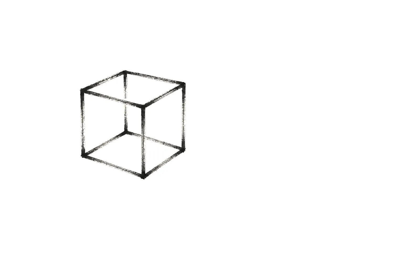 Necker cube: a wireframe cube whose depth flips between two orientations